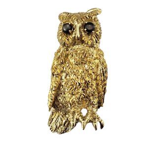 Cellino 18K Yellow Gold Owl Brooch/Pin #23133